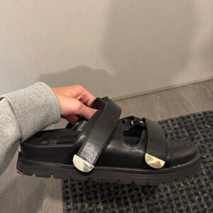 Call It Spring Black Sandals with Brass Hardware size 8